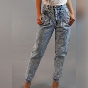 Vintage 1980s Womens High Rise Acid Stone Wash Tapered Mom Jeans Size 12 R